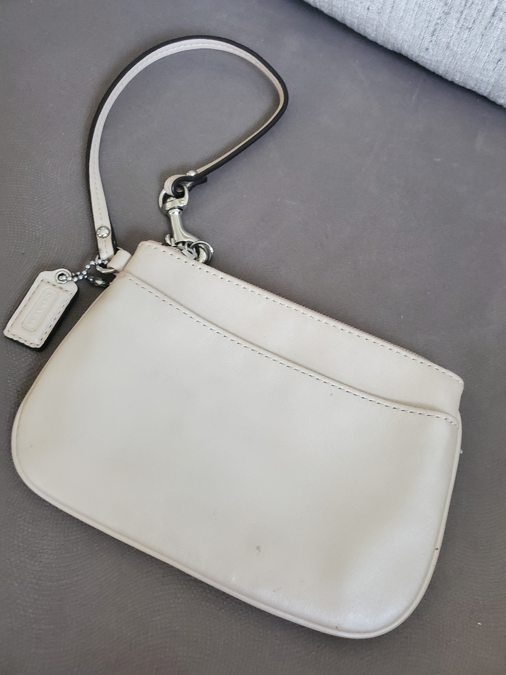 Coach Small Leather Wristlet in Light Cream